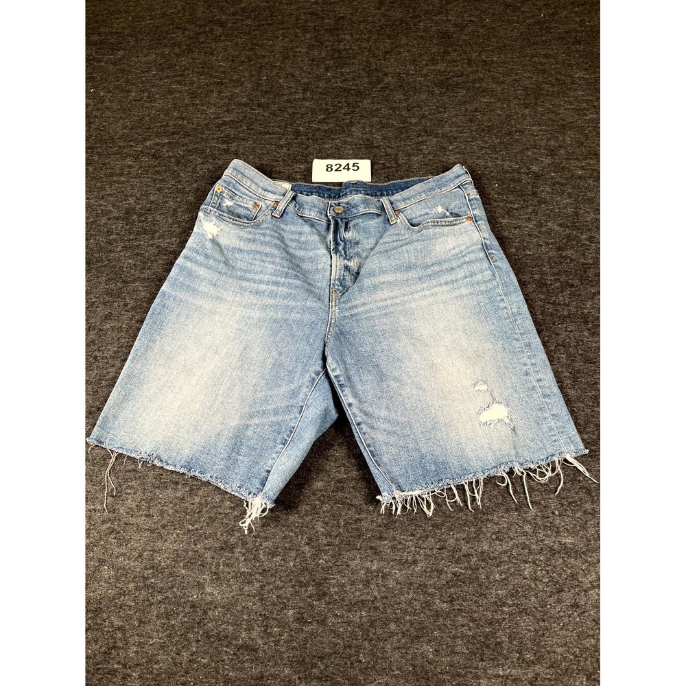 Gap Bermuda Shorts Womens 16R Blue Denim Cotton High Rise Raw Hem Distressed